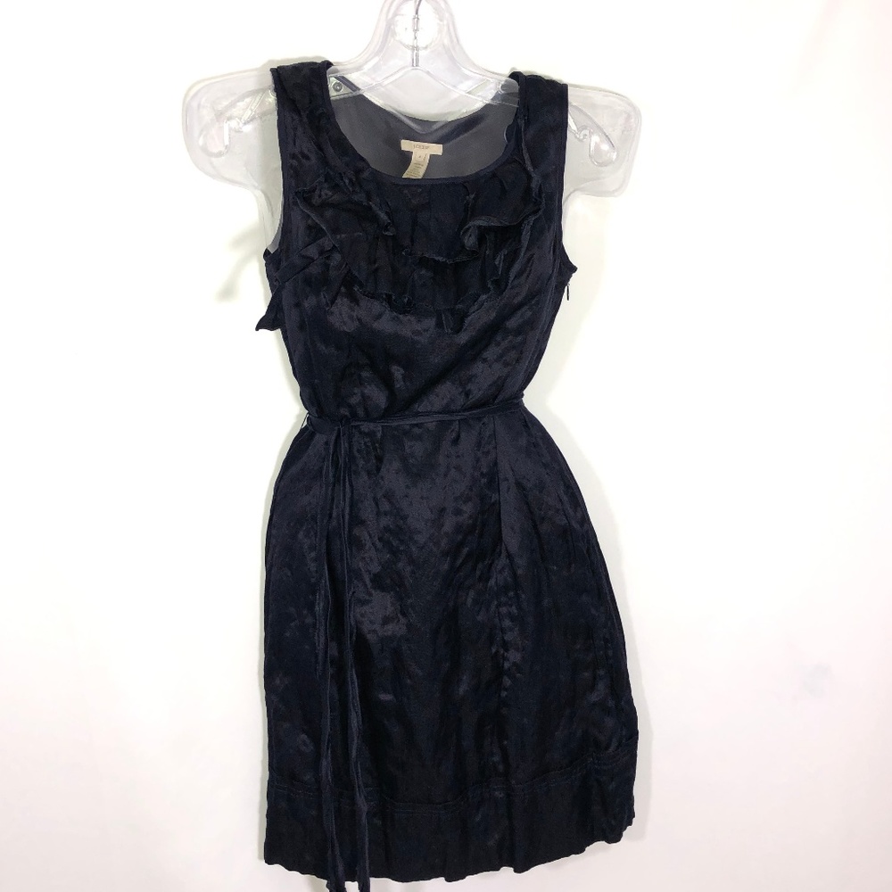 J. Crew silk sheath self tie asymmetrical ruffles